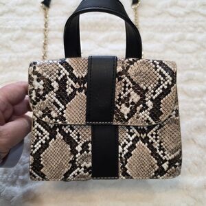 Olivia Miller Snakeskin Mini Crossbody Bag with Chain Strap